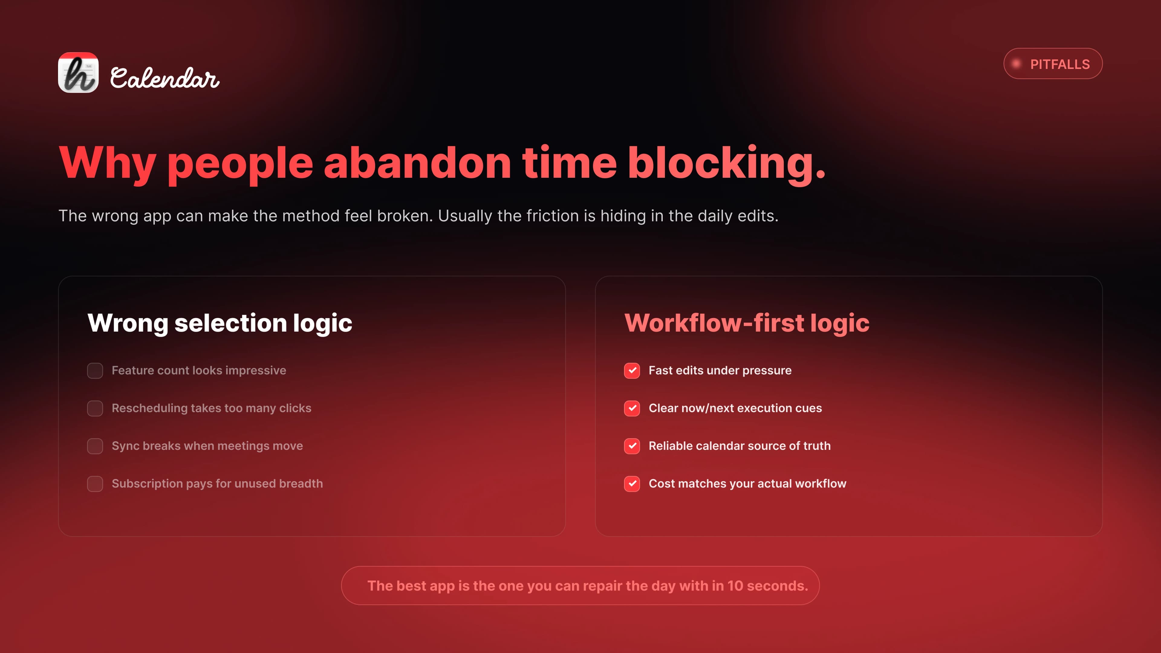 Common mistakes when picking a Mac time blocking app