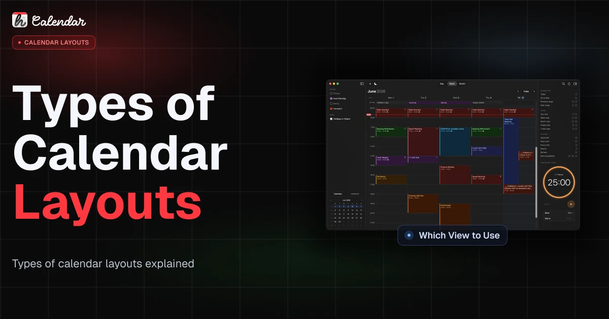 Types of calendar layouts comparison